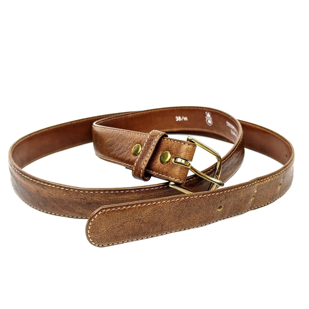 😺 Brown Shrunkin Grain Cowhide 1 inch Leather Belt